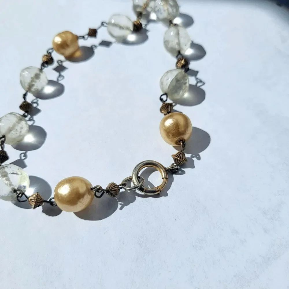 Vintage 50s Crystal and Pearl Necklace